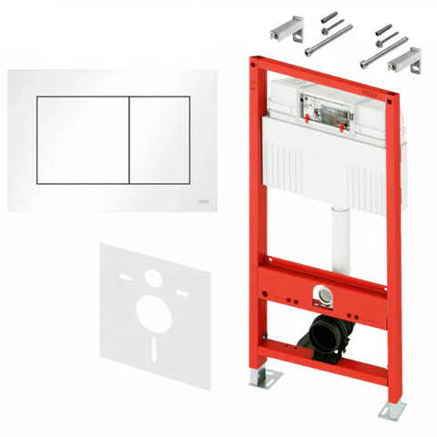 TECE Комплект (4в1) TECEbase 3.0 c кронштейнами, звукоизоляция, панель смыва TECEnow белая глянцевая (латунный вентиль)