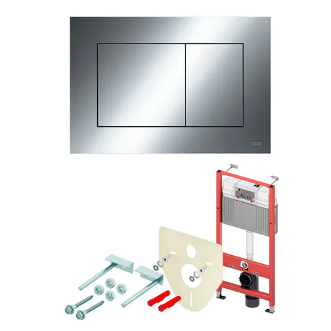 TECE Комплект (4в1) TECEbase 3.0 c кронштейнами, звукоизоляция, панель смыва TECEnow хром глянцевый (латунный вентиль)
