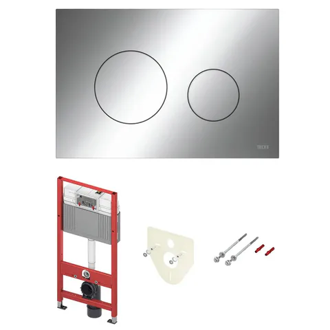 TECE Комплект (4в1) TECEbase 3.0 c кронштейнами, звукоизоляция, панель смыва TECEloop хром глянцевая (латунный вентиль)