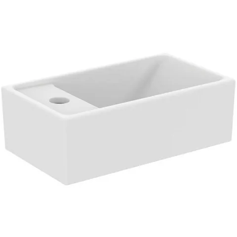 Ideal Standard i.life S Раковина 370х210xh120 мм, подвесная, с отв. под смес. слева, без перелива, без крепежа, цвет: белый матовый