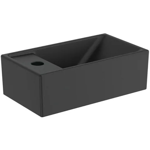 Ideal Standard i.life S Раковина 370х210xh120 мм, подвесная, с отв. под смес. слева, без перелива, без крепежа, цвет: чёрный матовый