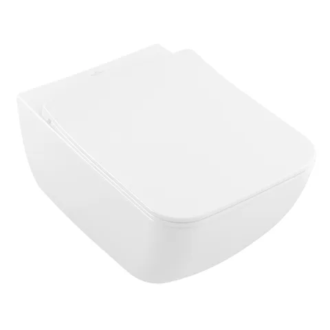 Villeroy&Boch Venticello Унитаз подвесной 375*560*330, безободковый, в комплекте сиденье SlimSeat Line c микролифтом, CeramicPlus, цвет альпийский