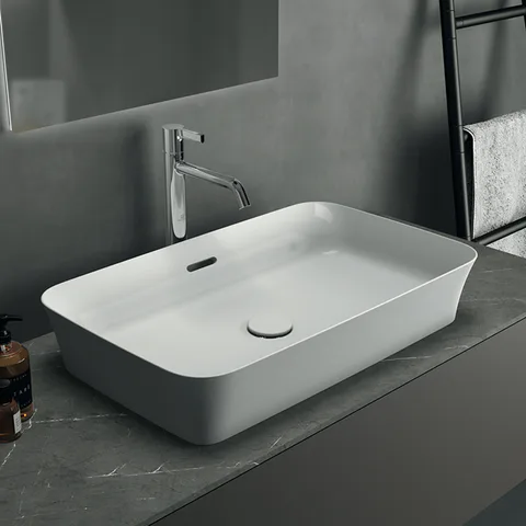 Ideal Standard Ipalyss Раковина 650х395хh120 мм, накладная, прямоуг, без отв. под смес., с крепежом, шаблоном, покрытие: Diamatec® цвет: белый глянец