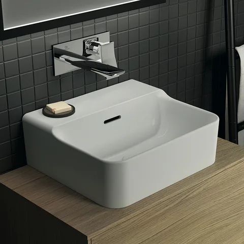Ideal Standard Conca Раковина 400 x 350 x 165 мм, подвесная/накладная, с переливом без отв. под смес.,без крепежа, цвет: белый глянец