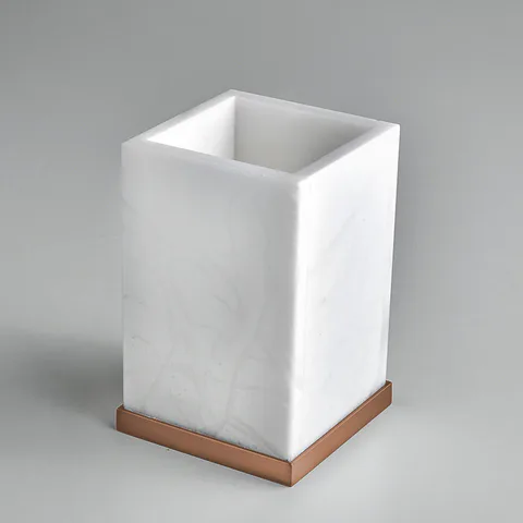 3SC Baster Square Стакан настольный 8хh12x8 см с основанием, цвет алебастр/Warm Brushed Bronze PVD