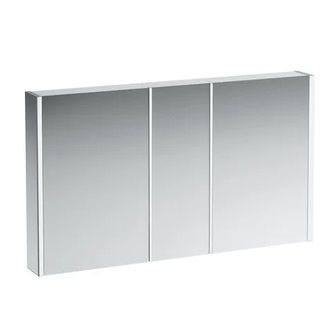 LAUFEN Frame 25 Шкаф зеркальный 1300x150x750 мм, 3 дверки с зеркалом с 2 сторон, 2 розетки, 4 эл  LED подсв.,регулир яркость, без освещения вниз