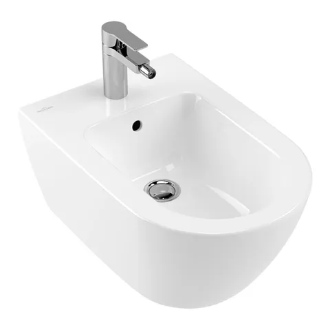 Villeroy&Boch Subway 2.0 Биде подвесное 370*565*280, с 1 отв. под смеситель, CeramicPlus, цвет альпийский белый
