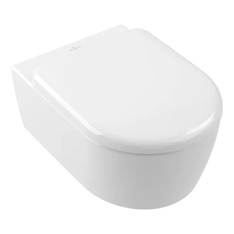Villeroy&Boch Skyla Унитаз подвесной 370*530*315, округлый, безободковый, смыв Tornado, в комплекте сиденье SoftClosing, цвет альпийский белый