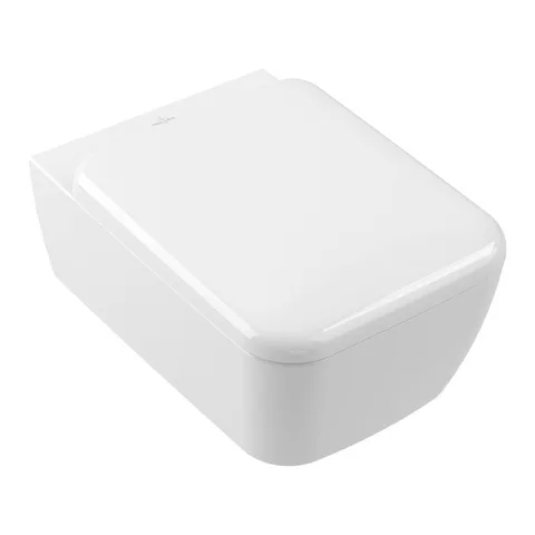 Villeroy&Boch Skyla Унитаз подвесной 370*530*310, прямоугольный, безободковый, смыв Tornado, в комплекте сиденье SoftClosing, цвет альпийский белый