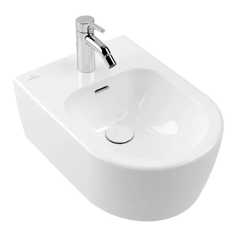Villeroy&Boch Skyla Биде подвесное 370*530*215, округлое, с 1 отв. под смеситель, цвет альпийский белый
