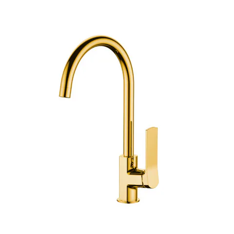 NEMO NM-1331-BG Смеситель для раковины с донным клапаном, поворотный излив BRUSH GOLD