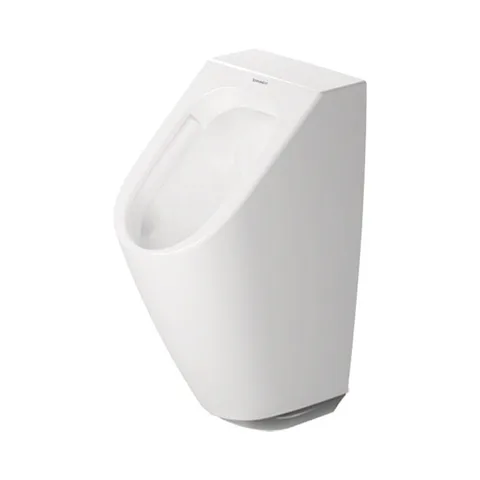 Duravit ME by Starck Писсуар Rimless электронный писсуар с питанием от сети, без смывного края, подача воды сзади, с вытяжкой, сток гориз. без мушки