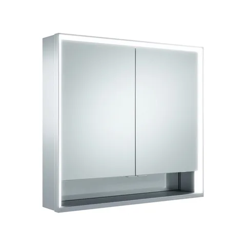 Keuco ROYAL LUMOS Зеркальный шкаф 800x735x165мм 2-дверный-двустор. зеркало, IP 24 c плавным закр., корпус: алюминий серебристый