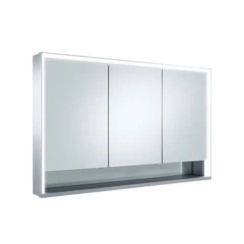 Keuco ROYAL LUMOS Зеркальный шкаф 1200x735x130мм 3-дверный-двустор. зеркало, IP 24 c плавным закр., корпус:  алюминий анодированный