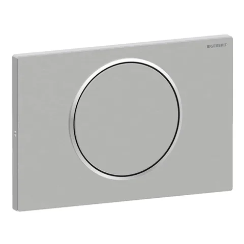 Geberit Sigma10 Клавиша смыв/стоп, с креп. на винтах, круглая: матовая нерж. сталь, легкоочищ. покр., декор. кольцо: полиров. нерж. сталь