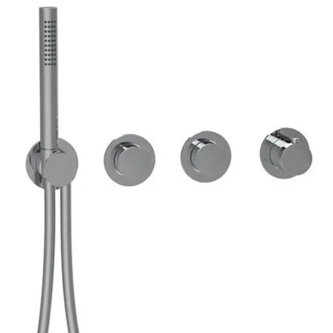 Almar Modular PUSH Внешняя часть термостатического смесителя на 2 потребителя с модулем ручного душа, цвет хром