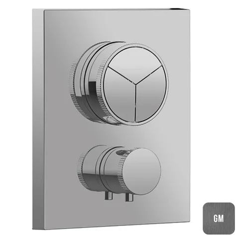 Almar PUSH SQUARE CORE Внешняя часть термостата на 3 потребителя, Gun Metal Brushed PVD