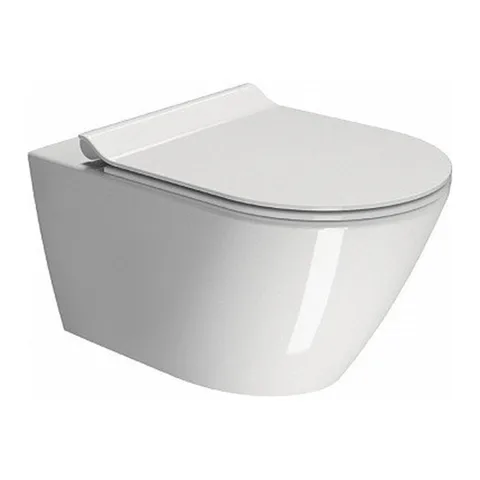 GSI KUBE X Унитаз подвесной 550x360 мм., безободковый, Genius Flush, с креплением FISR5, белый глянцевый