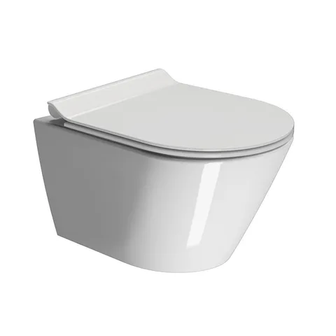 GSI KUBE X Унитаз подвесной 500х360 мм., безободковый, Genius Flush, с креплением FISR5, белый глянцевый