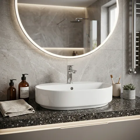 Ideal Standard i.life O Раковина 550х400хh130 мм, накладная, с 1м отв. под смес., с переливом, без крепежа, цвет: белый глянец