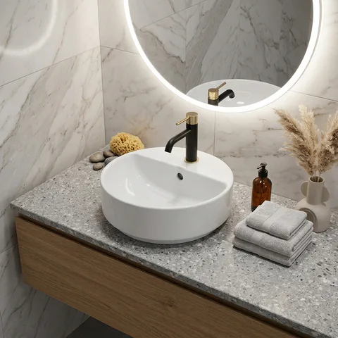 Ideal Standard i.life O Раковина 400х400хh130 мм, накладная, с 1м отв. под смес., с переливом, без крепежа, цвет: белый глянец