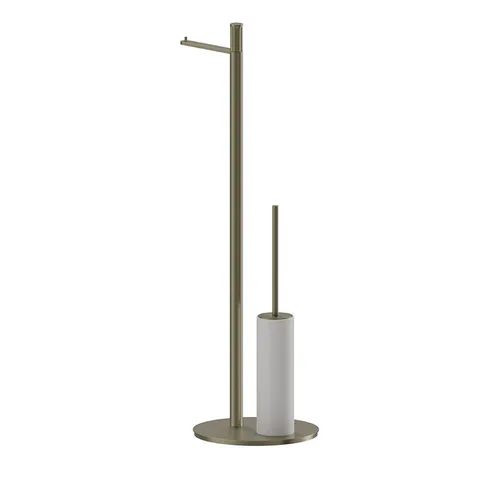 Newform Ionika accessori Напольная стойка с держателем т/б и ершиком  WHITE RESIN, цвет: PVD brushed pale gold