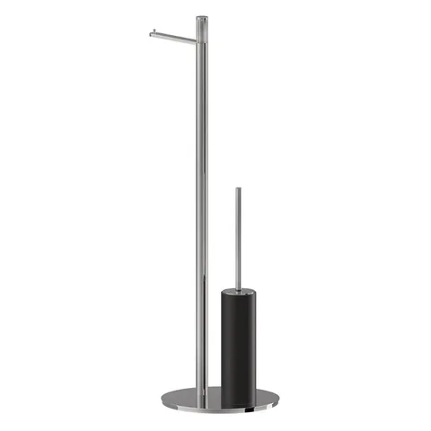 Newform Ionika accessori Напольная стойка с держателем т/б и ершиком , цвет: black resin chrome