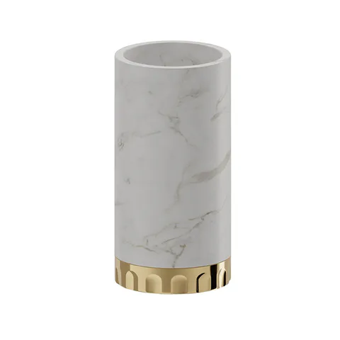 Newform Ionika allure accessori Настольный стакан  WHITE MARBLE, цвет: PVD glossy gold