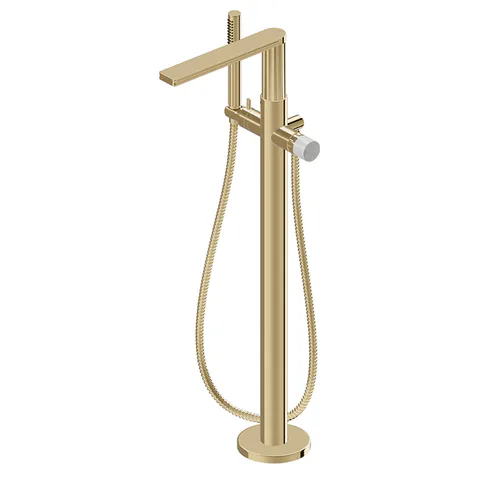 Newform Ionika allure bagno Напольный прогрессивный смеситель (внешняя часть) для ванны с ручным душем , цвет: PVD glossy gold
