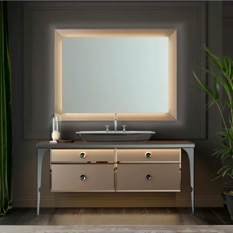 VITAGE milldue edition Losanna Зеркало 1260хh1080х70 мм. подвесное, LED 3000k подсв. по периметру+за рамой, отделка: рама Bronzo acidato/black crom