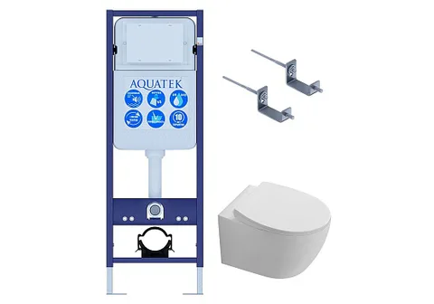 SET AQUATEK СИРИУС (рама AQUATEK Standard INS-0000017 + крепеж KKI-0000002 + унитаз AQ1582T-00 СИРИУС TORNADO с тонким сиденьем с механизмом плавного закрывания)