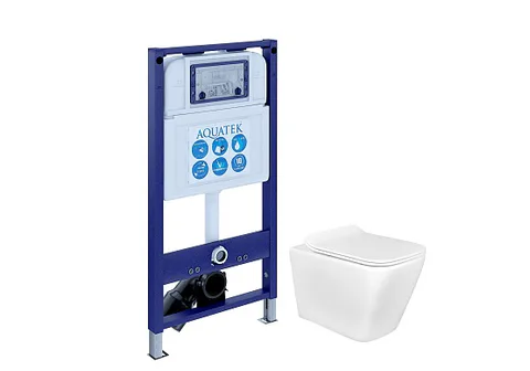 Set AQUATEK ДЕЛЬТА INS25 (рама AQUATEK INS-0000025 (без клавиши и крепежа) + унитаз Дельта AQ1911-00, тонкое сиденье с механизмом плавного закрывания