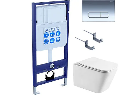 SET AQUATEK ЛИБРА T-016 4в1 (рама AQUATEK Standard INS-0000012 + крепеж KKI-0000002 + KDI-0000016 + унитаз ЛИБРА AQ1505T-00 с тонким сиденьем soft-close)