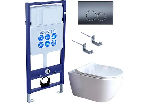 SET AQUATEK ПОЛАРИС (рама AQUATEK Standard INS-0000012 + унитаз ПОЛАРИС AQ0700-01 с тонким сиденьем soft-close + крепеж KKI-0000002 + панель KDI-0000035)