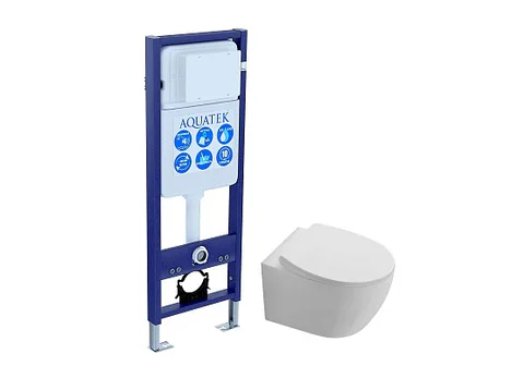 SET AQUATEK СИРИУС (рама AQUATEK Standard INS-0000017 + унитаз AQ1582T-00 СИРИУС TORNADO с тонким сиденьем c механизмом плавного закрывания)