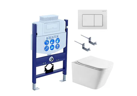 SET AQUATEK ЛИБРА T-TDI004 (рама Standard INS-0000018 + унитаз AQ1505T-00 с тонким сиденьем c механизмом плавного закрывания + крепление KKI-0000002 + кнопка TDI-0000004)