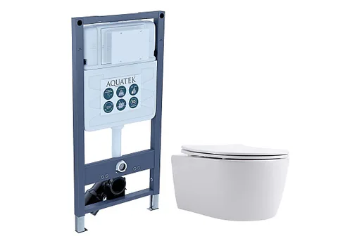 Set AQUATEK ЕВРОПА New-INSP01 (рама AQUATEK INSP-0000001 + звукоизоляционная прокладка + унитаз ЕВРОПА AQ1106L-00 + тонкое сиденье)