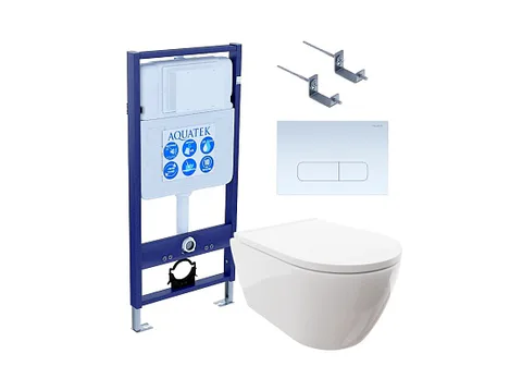 SET AQUATEK ПОЛАРИС (рама AQUATEK Standard INS-0000012 + унитаз ПОЛАРИС AQ0700-00 с тонким сиденьем c механизмом плавного закрывания + крепеж KKI-0000002 + панель KDI-0000013)