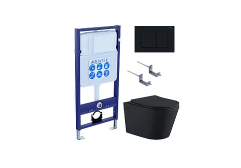 Set AQUATEK ВЕГА (рама AQUATEK Standard INS-0000012 с звукоиз.прокладкой + крепеж KKI-0000002 + кнопка KDI-0000012 + унитаз ВЕГА AQ1905-MB с крышкой-сиденьем)