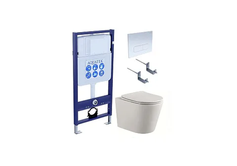 Комплект Set AQUATEK ВЕГА cmp-013 Унитаз Aquatek ВЕГА AQ1904-00 с крышкой c механизмом плавного закрывания + инсталляция Standard INS-0000012 + клавиша KDI-0000013 + комплект крепления