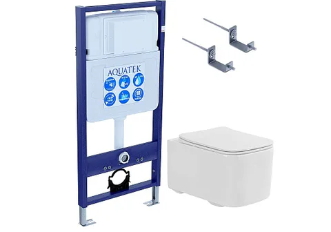 SET AQUATEK КВАДРО T-KKI (рама AQUATEK Standard INS-0000012 + крепеж KKI-0000002 + унитаз AQ1515T-00 КВАДРО с тонким сиденьем c механизмом плавного закрывания)