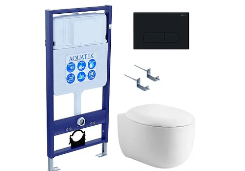 SET AQUATEK АЛЬТАИР-017 4в1 (рама AQUATEK Standard INS-0000012 + крепеж KKI-0000002 + клавиша KDI-0000017 + унитаз АЛЬТАИР AQ1980-00 с тонким сиденьем c механизмом плавного закрывания)
