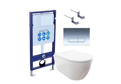 SET AQUATEK ПОЛАРИС (рама AQUATEK Standard INS-0000012 + унитаз ПОЛАРИС AQ0700-00 с тонким сиденьем c механизмом плавного закрывания + крепеж KKI-0000002 + панель KDI-0000016)