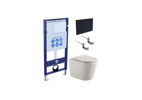 Комплект Set AQUATEK ВЕГА cmp-017 Унитаз Aquatek ВЕГА AQ1904-00 с крышкой c механизмом плавного закрывания + инсталляция Стандарт INS-0000012 + клавиша KDI-0000017 + комплект крепления