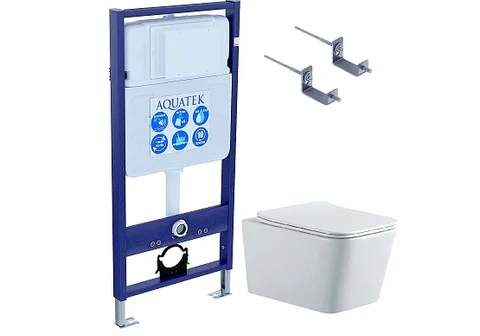 SET AQUATEK ЛИБРА N KKI2 (рама AQUATEK Standard INS-0000012 + крепеж KKI-0000002 + унитаз ЛИБРА New AQ0530N-00 с тонким сиденьем c механизмом плавного закрывания)