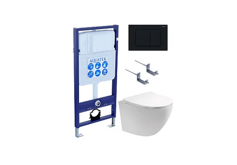 Комплект SET AQUATEK ЕВРОПА T KDI12 (рама AQUATEK Standard INS-0000012 с клавишей KDI-0000012 и крепежом KKI-0000002 + унитаз AQ1900T-00 с тонким сиденьем c механизмом плавного закрывания)