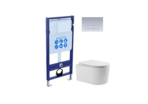 SET AQUATEK МИЯ 3в1 (рама AQUATEK Standard INS-0000012 + клавиша KDI-0000014 + унитаз МИЯ AQ2004-00 с тонким сиденьем c механизмом плавного закрывания)