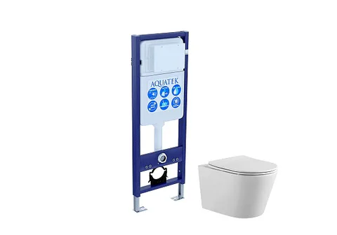 SET AQUATEK ВЕГА/17 (рама AQUATEK INS-0000017 + унитаз ВЕГА AQ1905-00 + тонкое сиденье с механизмом c механизмом плавного закрывания)