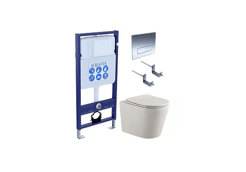 Комплект Set AQUATEK ВЕГА cmp-016 Унитаз Aquatek ВЕГА AQ1904-00 с крышкой c механизмом плавного закрывания + инсталляция Standard INS-0000012 + клавиша KDI-0000016 + комплект крепления