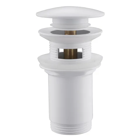 Донный клапан ABBER AF0010W с переливом, клик-клак, белый матовый